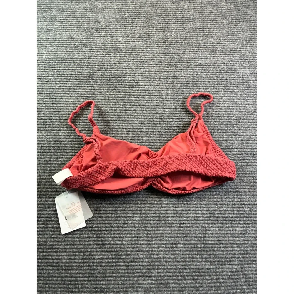 Andies The Symi Top Sedona Red Smocked Textured Bikini Swim Top Size L AT310-SED